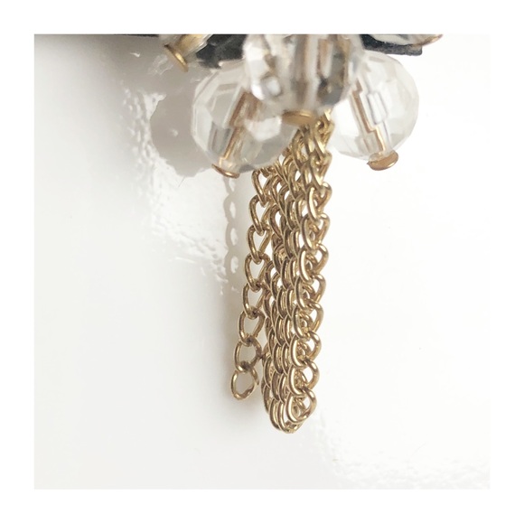 NWT Studio Select Clear Beaded Dangle Earrings with Gold Tone Tiny Link Chains - Picture 5 of 6